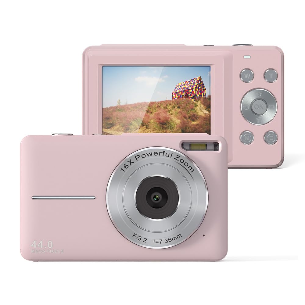 Digital Camera, FHD 1080P Point and Shoot Kids Camera, with 32GB Card, 16X Zoom Anti Shake Date Stamp, Compact Portable Small, for Starter Kid