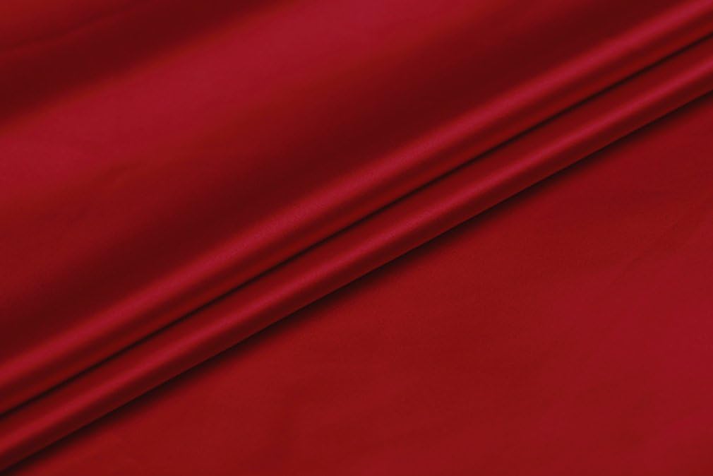 Maxfeel 100% Pure Mulberry Silk Charmuse Solid Dyed Fabric Multicolor for Bedding Dress Sold by Yard or by Half a Yard (Sold by The Yard, Wine Red)