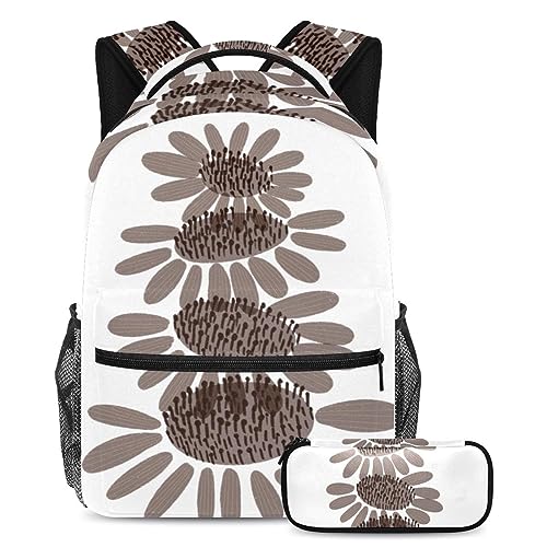 Sac à dos tournesol multicolore à bretelles rembourrées avec trousse