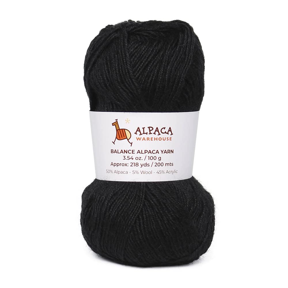 Blend Alpaca Yarn Wool 1 Skein 100 Grams DK Weight - Heavenly Soft and Perfect for Knitting and Crocheting (Black, DK Weight)