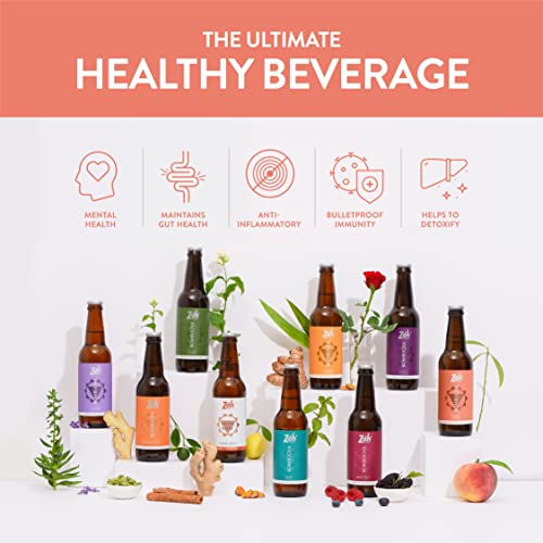 Image of Zoh Probiotics Peach Kombucha|Green Tea With Living Probiotics,Detoxifying Acids,And Digestive Enzymes. Raw,Unfiltered,And Unpasteurized With Mother. Made With Real Peaches(330 Ml,Pack Of 12)