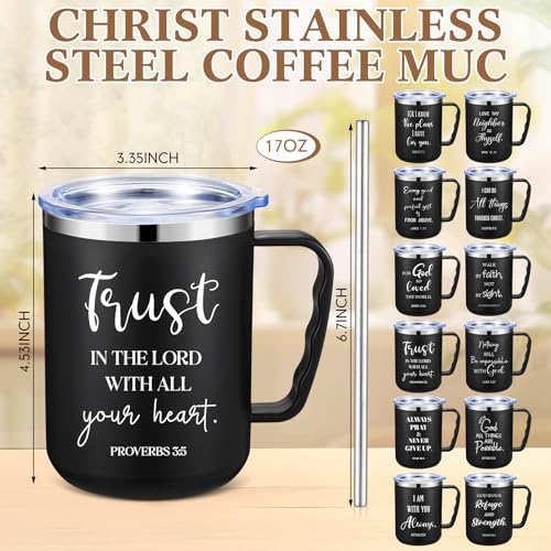 Set 12 Mugs Cristianos de Acero Inoxidable con Tapa y Popote miniatura 2