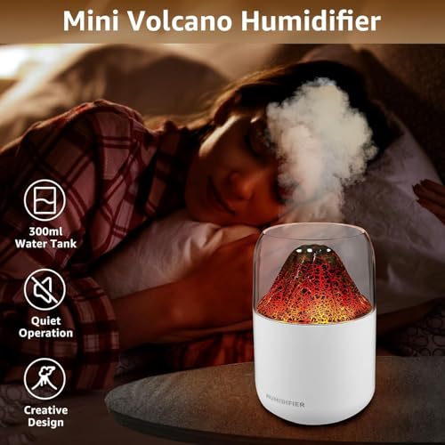 Image of Shubh Empire Mini Ultrasonic humidifier for Room Moisture, Essential Oil Diffuser, Cool Mist for Bedroom, Baby, Aroma Diffuser for Home Electric with Night Lamp (Volcano)