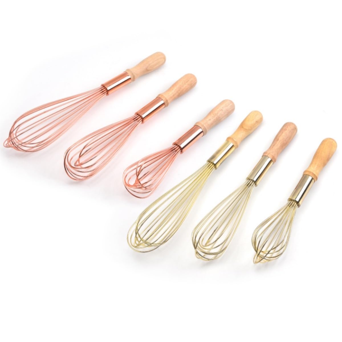 Schneebesen Rührbesen Küchenmixer, Kochhandmixer, Milchbesen, Manueller Schneebesen Mit Eichengriff Handschneebesen(Pink,12inch)