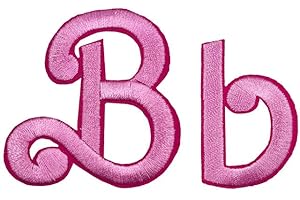 Bb Pink Embroidered Iron on Letter Applique