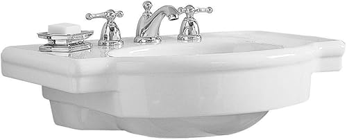 American Standard 0282.008.020 Retrospect - Lavabo con consola de pedestal con espacio para grifo de 8 pulgadas, color blanco