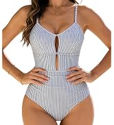 RIHOAS Women Tummy Control One Piece Swimsuits Cutout Bathing Suits Back Tie Swimwear