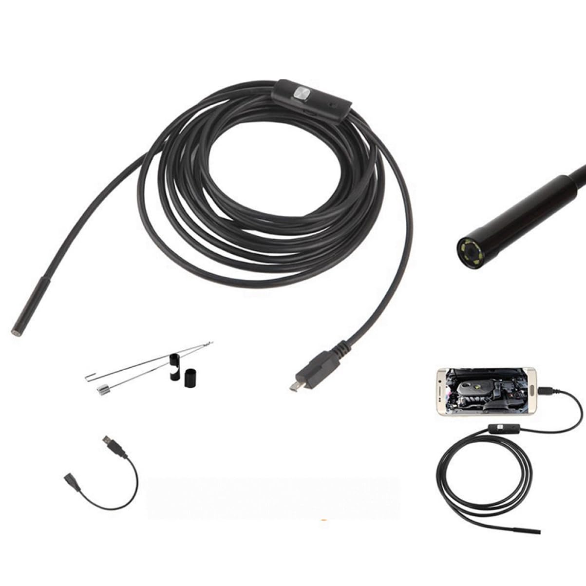 NAMOARLY 2m 7mm Waterproof Pc/Phone Inspection Camera Built-in Led Light Ip67 for Underwater Gaps Holes