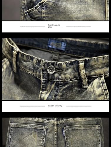 Men's Summer Jeans Holes Designer Trendy Straight Plus Size Denim Trousers Pants2