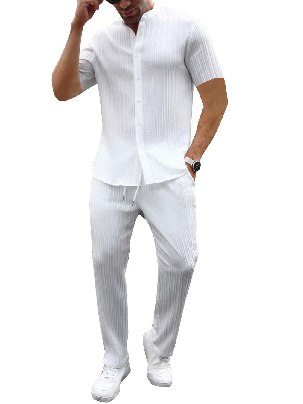 MITLLI Mens Co-ord-Set,Regular wear,Comfort wear || Half Sleeve || Men's Night Suit Pajama Set White-image-32