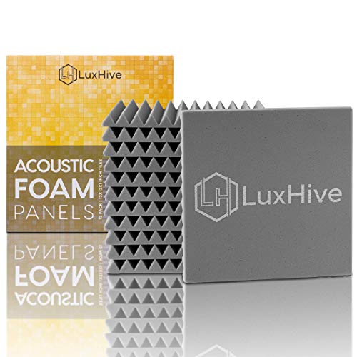 LUXHIVE 12 Pack Acoustic Foam, Dense Odorless 0% Volatile Organic Compounds Off-Gassing Sound Proof Foam Panels, Stylish Premium Chemical Free Home Office, Recording Studio Acoustic Panels 1