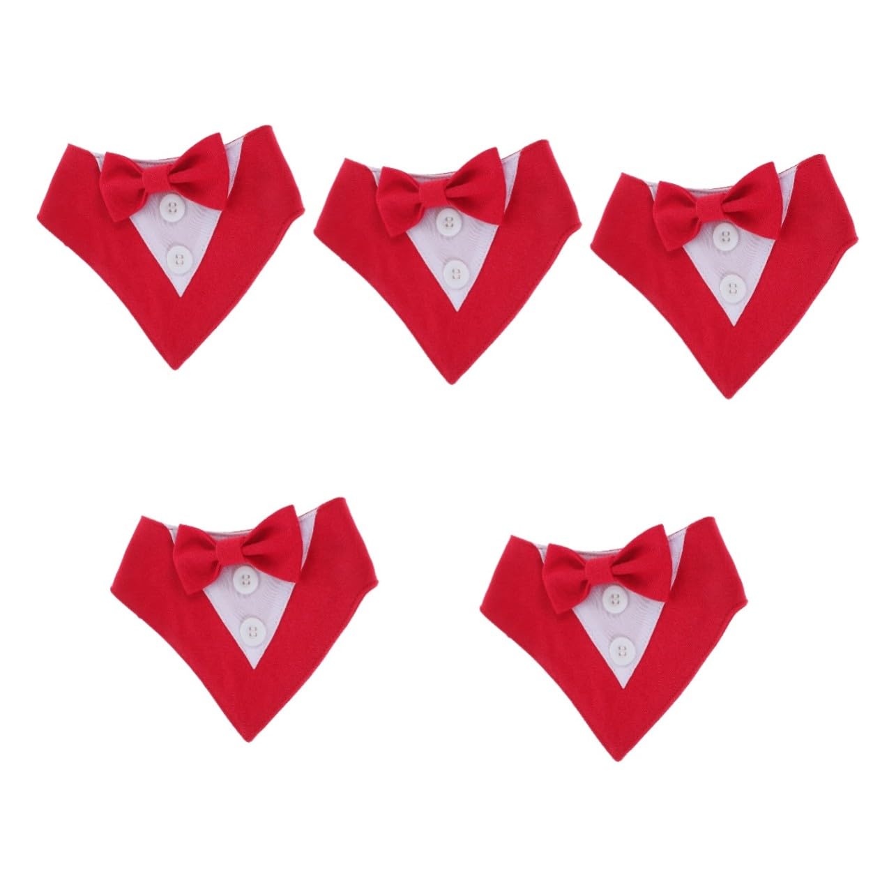 VICASKY 5 Pièces Bandana Chien Réglable Triangle avec Nœud Foulard Salivaire pour Chiots Accessoire Élégant pour Animaux de Compagnie Rouge S