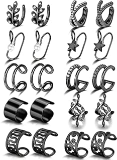 Milacolato 10Pairs Ear Cuff Set for Women Star Pearl Leaf Stainless Steel Ear Cuff Helix Cartilage Earrings Clip On Wrap Earrings Non-Piercing Cartilage Adjustable Ear Cuff Earrings Set