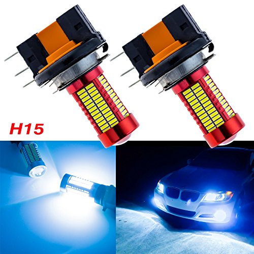 Xotic Tech 2Pcs H15 8000K Super Bright Ice Blue 106 SMD Projector lens LED Bulbs Replacement For High Beam Headlight Lamp Daytime Running Light Conversion Kit