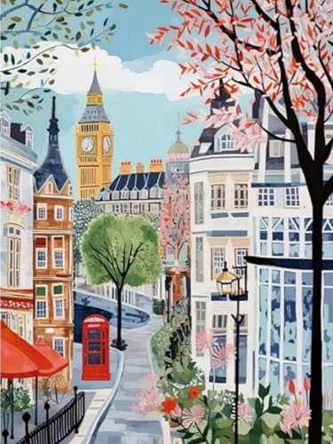 Mosaflare Paint by Numbers for Adults Beginner, London Adult Paint by Number Kits on Canvas, DIY...