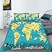 Stillshine. Mapa świata poszwa na kołdrę dzieci edukacyjne zwierzęta zabytki mapa świata geografia nauka dzieci zestaw pościeli dla małych dzieci łóżko poszewka na kołdrę poszewka na poduszkę (mapa świata, 200 x 200 cm)