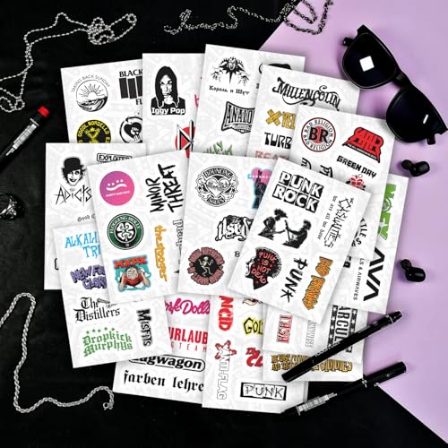 BulbaCraft 100Pcs Punk Stickers, Punk Rock Stickers, Rock Gifts, Music Accessories, Rebellious Merch, Sound Decals, Music Party Supplies, Gifts for Women & Men