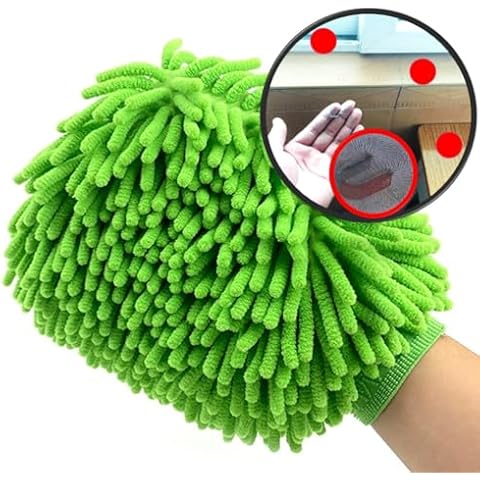 QUALIALL, Dusting Cloths Mitt, Modified Chenille Dust Wipes, A No-dust Fly Duster for Sensitive Surfaces, A Must-Have Household Cleaning Tool for Busy Bodies, Clean and Fast, Green, 10x8inch Cover