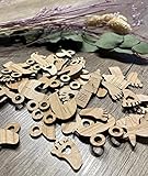  50 Streudeko Holz Teile Babyset Set Tischdeko Baby Schnuller Füßchen Geburt Taufe Deko NATUR nachhaltige Streudeko Baby Taufe Geburt Babyparty