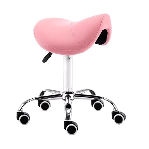 LuoAXINN Taburete con Ruedas Silla de barbero, Estudio Tatuajes, peluquería, Taburete con Ruedas, Silla, Muebles salón(Pink) - Pink