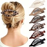 Flat Hair Clips for Women - 6 PCS French Flat Claw Clips Medium Hair Clips for Girls Large Hair Claw Clips for Thick or Thin Hair Strong Hold No Slip Hair Accessories for women (Transparent)