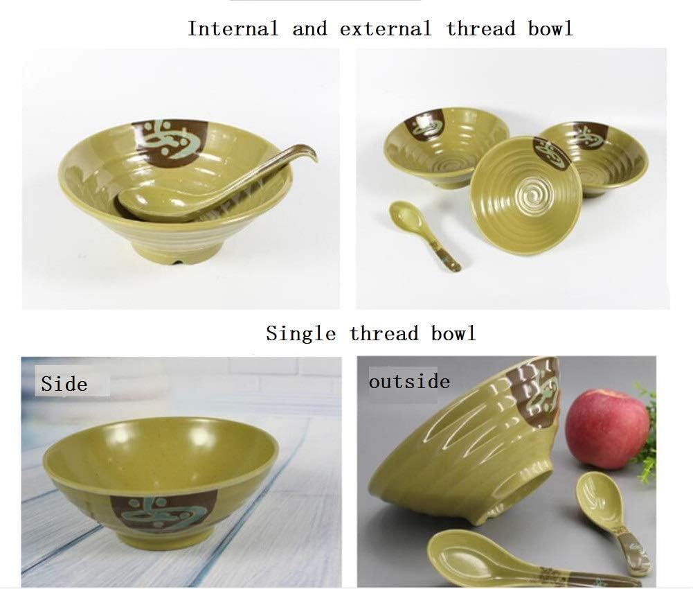 Genérico Tazón Grande de plástico para Servir, tazón para Mezclar Sopa Ramen, tazón de melamina, tazón de Porcelana Japonesa de imitación para Servir bocadillos, Cereales y Fideos.