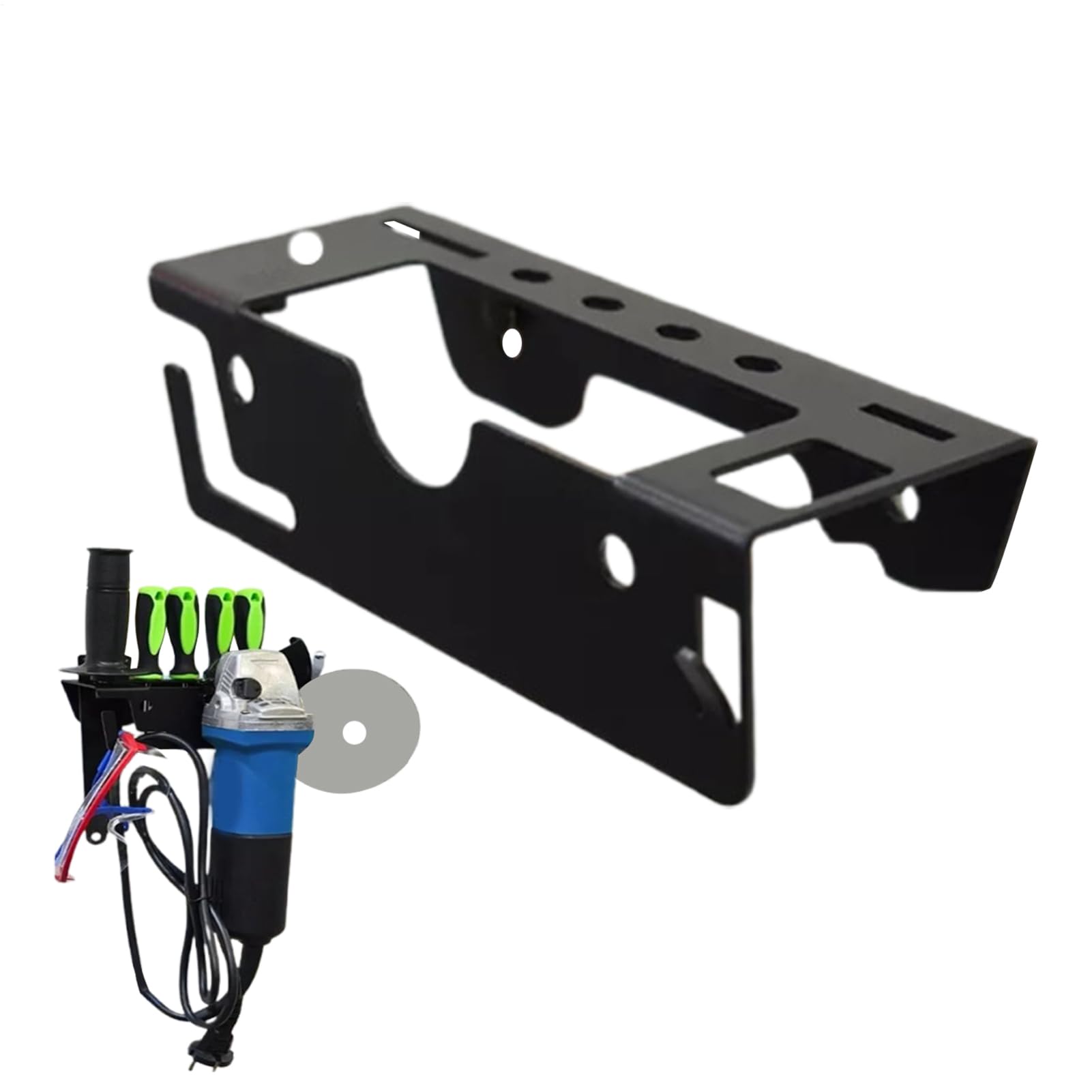 Soporte para amoladora angular de pared con ganchos para llaves y pinzas