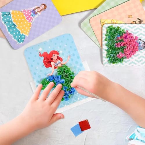 Image of TINY TOYS CO DIY Fabric Poke Fun Kits for Kids 4-8years Old Mess Free No Glue, No Scissors Craft Kits - 6 Designs, 2 Scenery (Fabric Poke Fun - Princess)