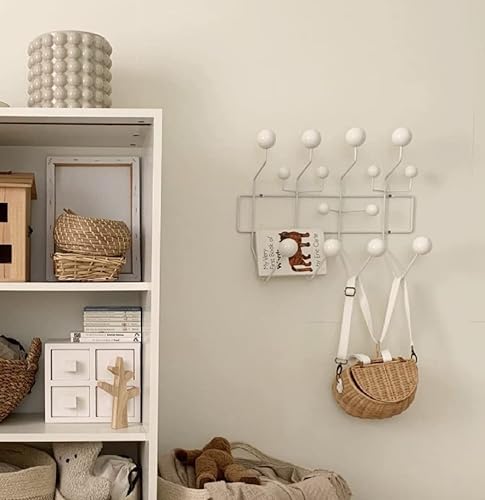 Miniatura 6 de SHISEDECO Perchero clásico Hang it All, ganchos modernos de mediados de siglo para montar en la pared con bolas de madera maciza pintadas (varios
