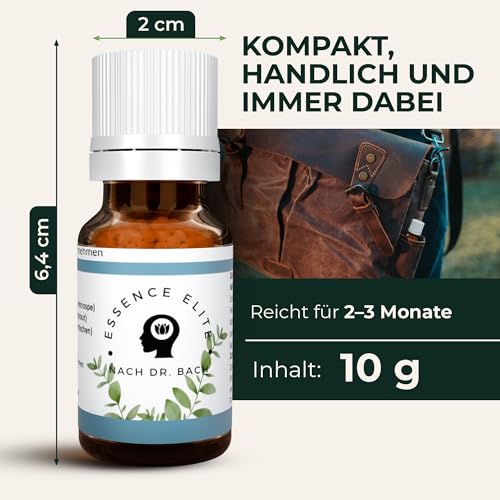 Essence Elite Bachblüten Globuli 10g - Natürliche Unterstützung bei Prüfungsangst und täglichem Stress, Bachblüten zur Beruhigung