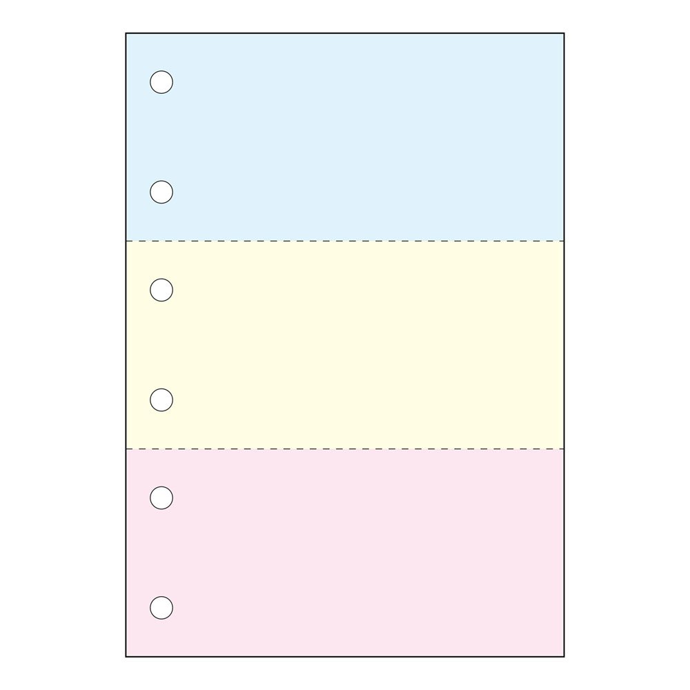 Amazon | A4 ミシン目入り用紙 3分割6穴 カラー（ブルー