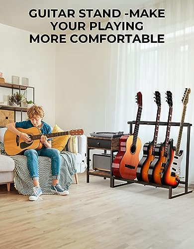 yamagahome Support de guitare pliable universel avec étagère de rangement à 2 niveaux, support de guitare portable avec crochet pour guitare acoustique, électrique et basse, noir - Les Beatles, Paul McCartney, John Lennon, RIngo Starr, George Harrison yamagahome Support de guitare pliable universel avec étagère de rangement à 2 niveaux, support de guitare portable avec crochet pour guitare acoustique, électrique et basse, noir – Image 7