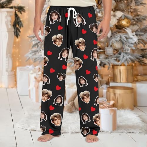 Custom Pajamas With Photo, Pajamas Pants For Men Women, Matching Pajamas For Couples, Valentine Pajamas4