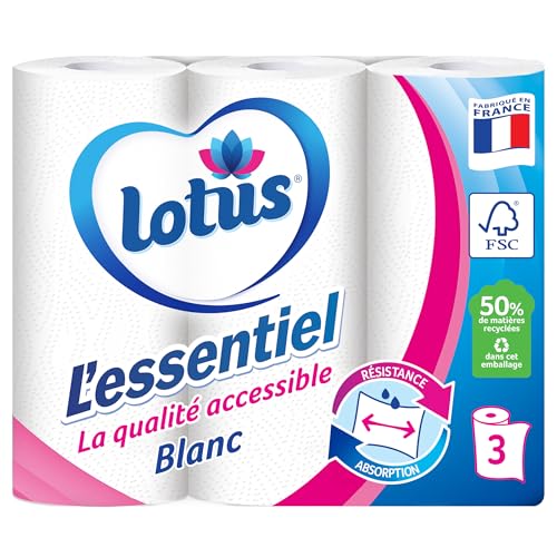 Essuie-Tout LOTUS L'Essentiel - x3 rouleaux
