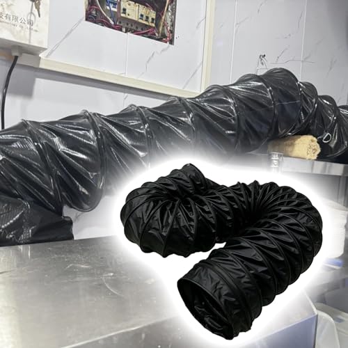 Conducto flexible de PVC, manguera de ventilación reforzada con alambre de acero negro para ventilación de aire resistente a la intemperie en sótano, taller, ático, espacio de arrastre (2 m, diámetro
