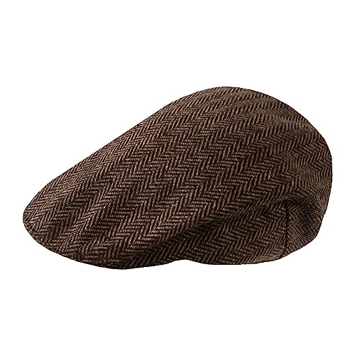 TOSKATOK Tweed Flat Caps-BROWNHERR-SM