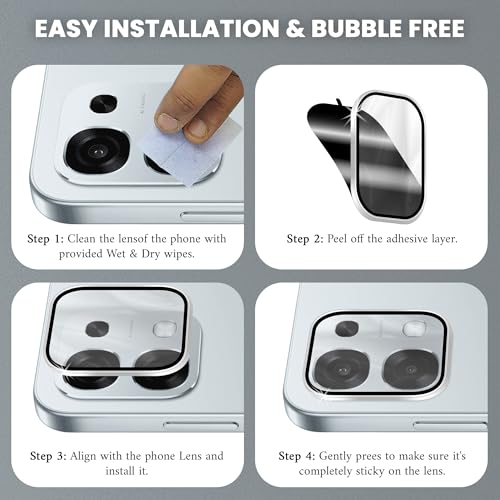 Image of ArmourPro Camera Lens Protector Tempered Glass for Oppo F31 (6.83 Inches) Tough HD Individual Aluminum Alloy Rings 9H Camera Cover, Scratch-Resistant,Camera Rings Protection| Silver, 1 Pack