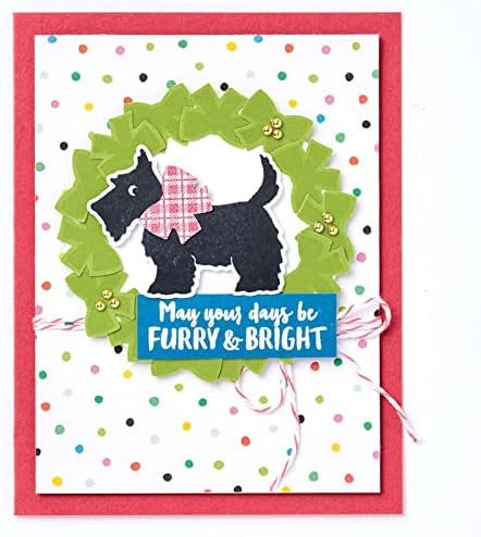 CYFUN DESIGN Animals Dogs Dies & Stamp Setsf ro Card Making Merry Xmas Bowknots Metal Cutting Dies & Transparent Silicone Seal Stamping Stamp DIY Scrapbooking Paper Crafting Merry Xmas Snowflake