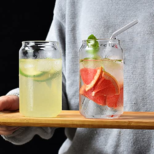DOITOOL Copos de Vidro Em Forma de Forma- 17 Onças de Bebida Clara Com Copos de Café Com Palha de Vi