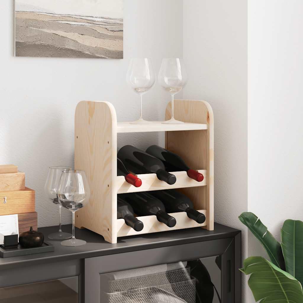Weinregal mit Oberplatte aus massivem Kiefernholz 33 x 25 x 37 cm 2 Ebenen für bis zu 6 Flaschen weinregal flaschenregal, Lagerung im Speisekammer Bar