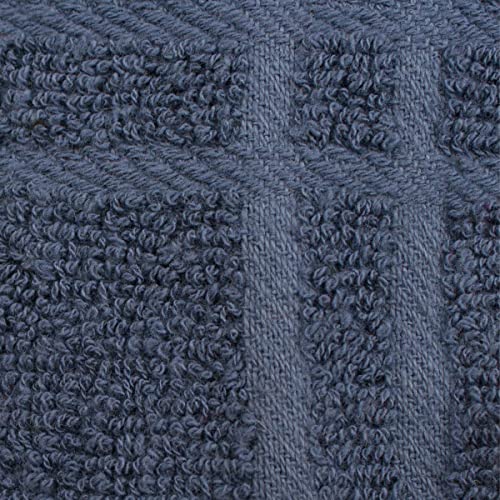 Image of Ritz Premium 100% Cotton Solid and Multi Check Kitchen Tie Towel Absorbent, Super Soft, and Fast Drying Hang Towel, Set of Three, Federal Blue