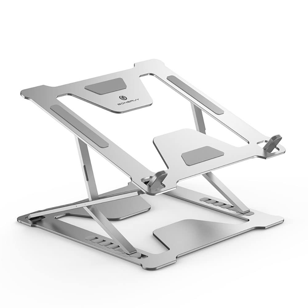 Supporto ultra sottile per laptop, 6+10 livelli regolabile in altezza per notebook, supporto pieghevole in lega di alluminio per laptop da 11 a 17,3 pollici (argento)