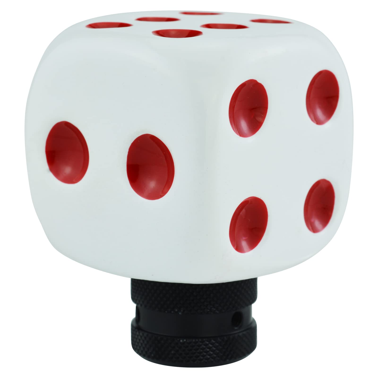 Temzzer Dice Shape Transmission Shifter Knob Resin Vehicle Shift Lever Stick Handle for Most Manual Automotive Vehicles (White, Red)