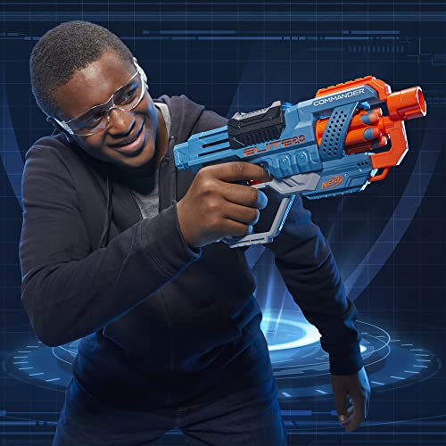Nerf Elite 2.0 Commander RD-6 Dart-Blaster, 12 Nerf Elite Darts, 6-Dart Rotationstrommel, Blaster-Spielzeug für draußen, für Kinder ab 8, für Jungen und Mädchen
