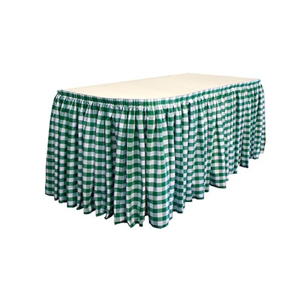 LA Linen Polyester Gingham Geruit Tafelrok 21-voet door 29-inch lang met 20 L-clips, Wit/Hunter Green