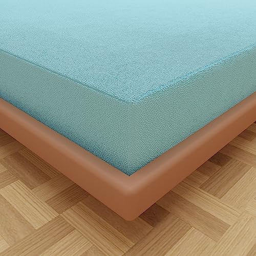 Image of Glassiano Cotton Feel Terry Ultra Soft Waterproof Mattress Protector | Breathable - Hypoallergenic Mattresses Cover with Elastic Strap for Queen Bed (75x60 inch|6.2x5 feet, Blue - Pack of 1)