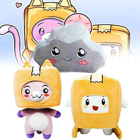 Hgtp 3PCS Lanky Box Boxy Foxy Rocky Plush Toy,Soft Stuffed Toy Set,with Removable Cartoon Robot Dolls,Kid Game Figure Plushie Doll Gift Cover
