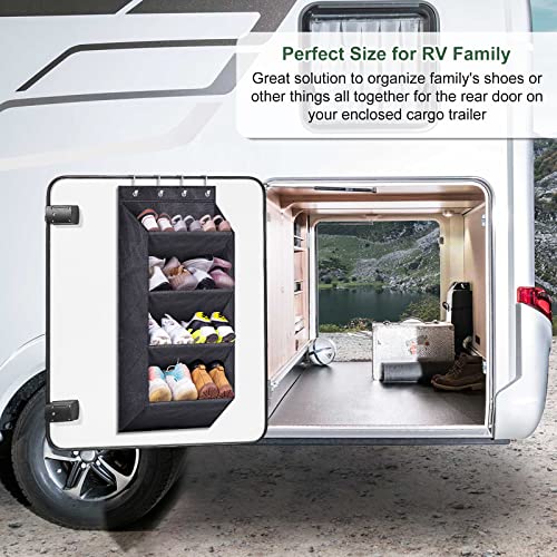 SLEEPING LAMB Over-the-Door Shoe Rack for Narrow Spaces - Short Hanging Organizer with Deep Pockets for Boots, Ideal for RVs and Dorms, Black