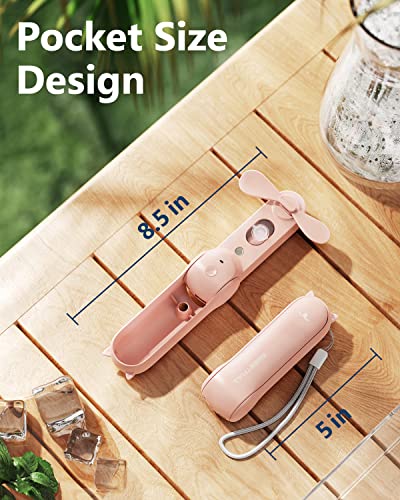 Image of SWEETFULL Portable Neck Fan, USB Rechargeable, 2000mAh Battery, 3 Speed Settings, 360 Rotation, Hands-Free Personal Cooling (Pink)