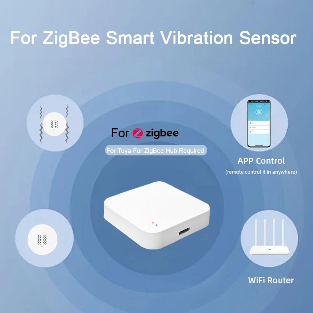 Capteur de vibrations, pour capteur de vibration intelligent Tuya Zig-bee - Capteur d'inclinaison - Alarme de surveillance en temps réel - Sensibilité réglable - 40 x 40 x 13 mm